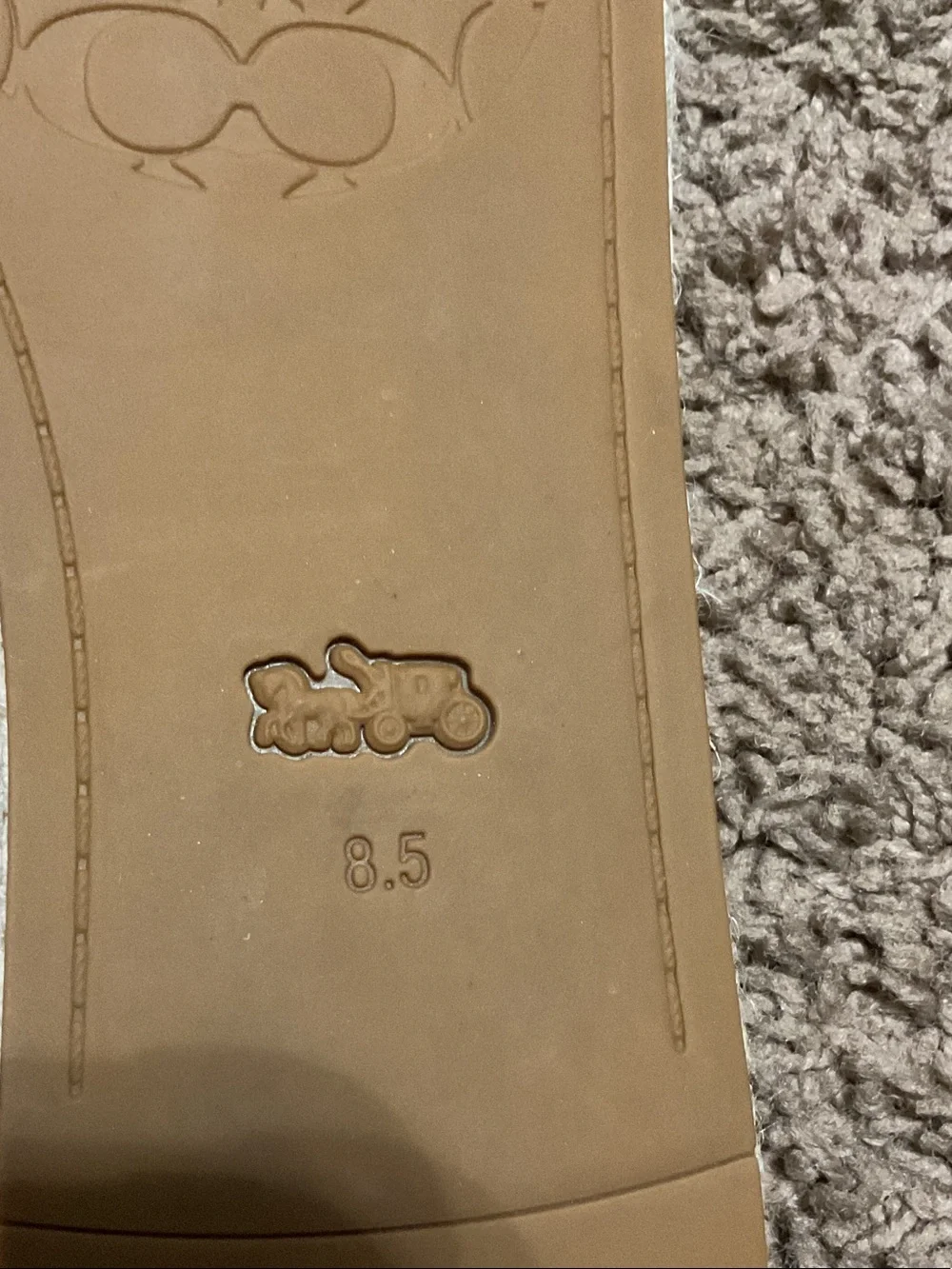 Coach White Leather Slide Sandals with Gold Coach Horse & Carriage Emblem